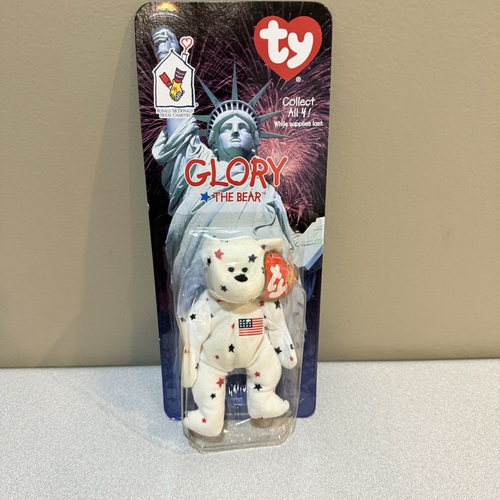 Rare TY Teenie Beanie Baby Glory the Bear 1999 McDonald In Box Tag Error 1993